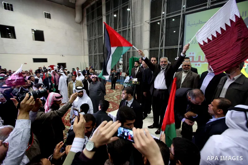 Palestinian Prime Minister in Gaza Strip, Ismail Haniyah during a ceremony organized by the Palestinian community in the Qatari capital of Doha on Feb. 02, 2012. Photo by Mohammed Al-Ostaz