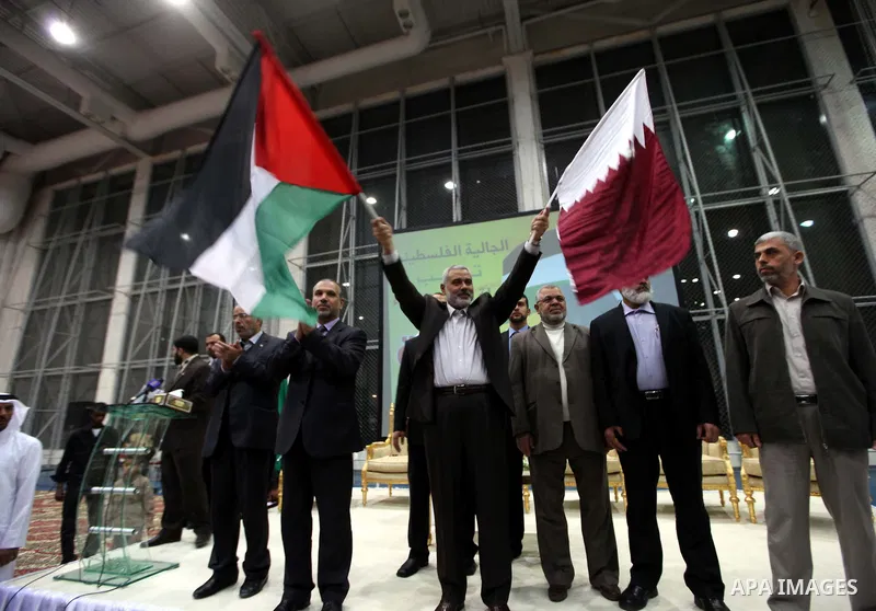 Palestinian Prime Minister in Gaza Strip, Ismail Haniyah during a ceremony organized by the Palestinian community in the Qatari capital of Doha on Feb. 02, 2012. Photo by Mohammed Al-Ostaz