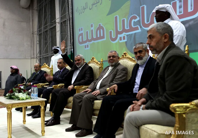 Palestinian Prime Minister in Gaza Strip, Ismail Haniyah during a ceremony organized by the Palestinian community in the Qatari capital of Doha on Feb. 02, 2012. Photo by Mohammed Al-Ostaz