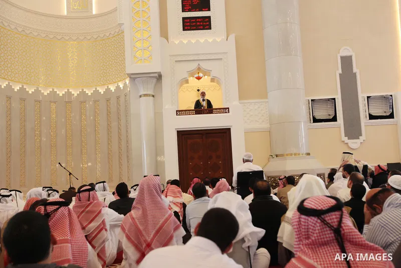 Palestinian Prime Minister in Gaza Strip, Ismail Haniyah, attend Friday prayers in the mosque of Muhammad ibn Abed al-Wahhab in the Qatari capital of Doha on Feb. 03, 2012. Photo by Mohammed Al-Ostaz