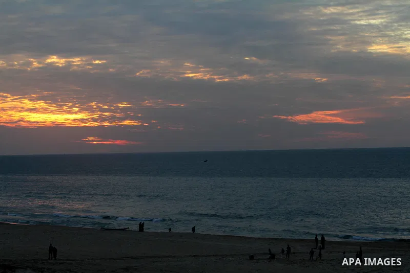 General veiw to the sunset on a cold winter day's evening,in Gaza City on Feb. 04, 2012. Photo by Mohammed Asad