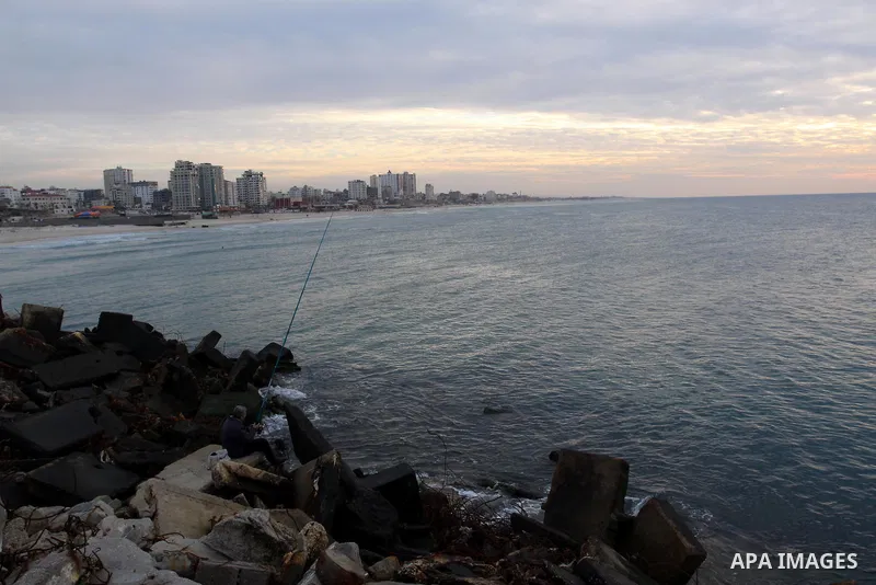 A general view of the Gaza beach on a cold winter day's evening, on Feb. 04, 2012. Photo by Mohammed Asad