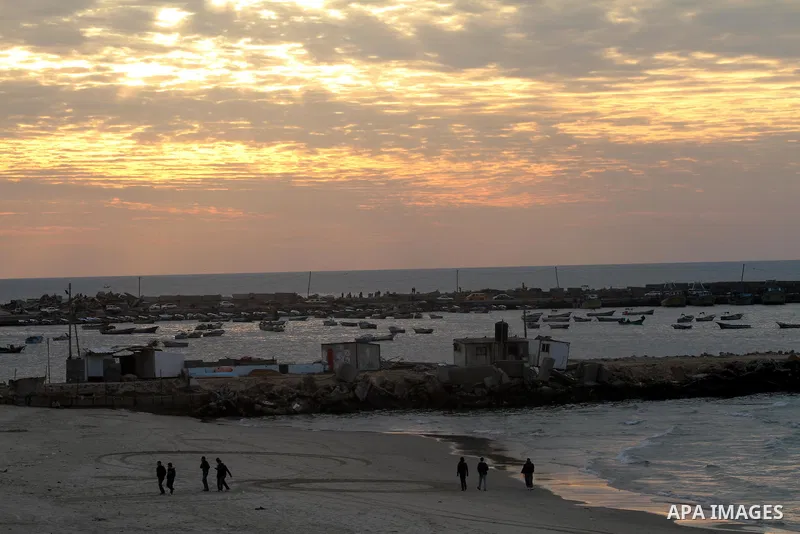 General veiw to the sunset on a cold winter day's evening,in Gaza City on Feb. 04, 2012. Photo by Mohammed Asad
