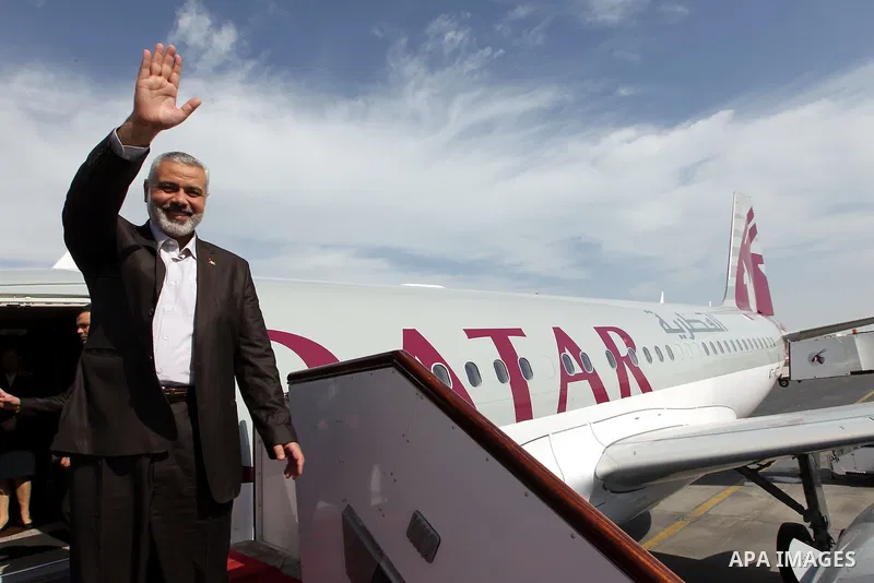 Palestinian Prime Minister in Gaza Strip, Ismail Haniyah heads to meet Bahrain's King Hamad bin Isa Al Khalifa, in the Bahraini capital of Manama on Feb. 4, 2012. Photo by Mohammed Al-Ostaz