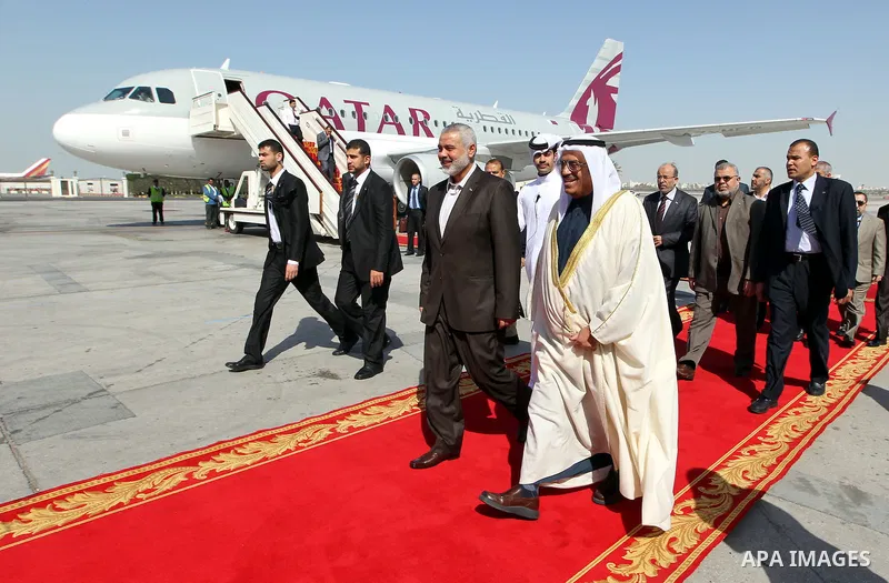 Palestinian Prime Minister in Gaza Strip, Ismail Haniyah heads to meet Bahrain's King Hamad bin Isa Al Khalifa, in the Bahraini capital of Manama on Feb. 4, 2012. Photo by Mohammed Al-Ostaz