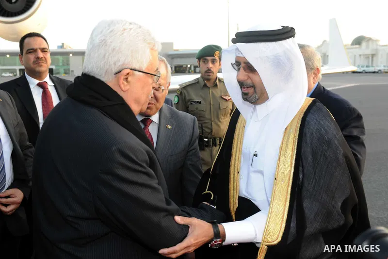 Palestinian President Mahmoud Abbas (Abu Mazen) arrives to the Qatari capital of Doha on Feb 4,2012. Photo by Thaer Ganaim