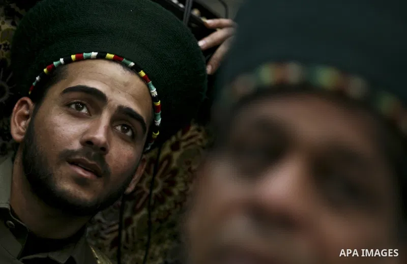 Members of a palestinian Sufi Muslim group play traditional instruments during the birthday of Prophet Mohammad, in Al-Nusirat refugee camp on 04 February 2012. Muslims across the world celebrated the birth of the Prophe...