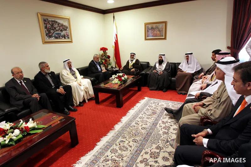 Palestinian prime minister, Ismail Haniya meets with officials Bahrains in the Bahraini capital of Manama , on Feb. 05, 2012 Photo by Mohammed Al-Ostaz