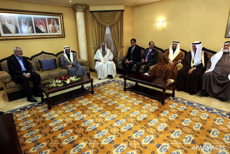 Palestinian prime minister, Ismail Haniya meets with officials Bahrains in the Bahraini capital of Manama , on Feb. 05, 2012 Photo by Mohammed Al-Ostaz