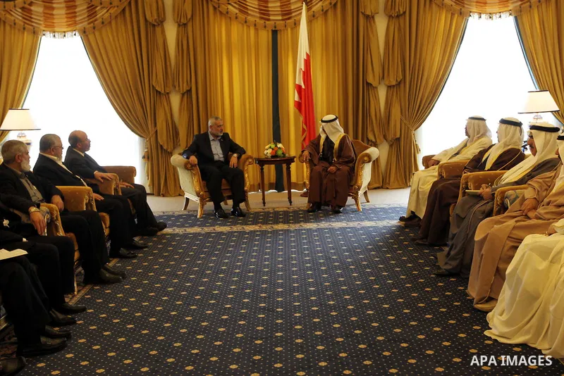 Palestinian prime minister, Ismail Haniya meets with officials Bahrains in the Bahraini capital of Manama , on Feb. 05, 2012 Photo by Mohammed Al-Ostaz
