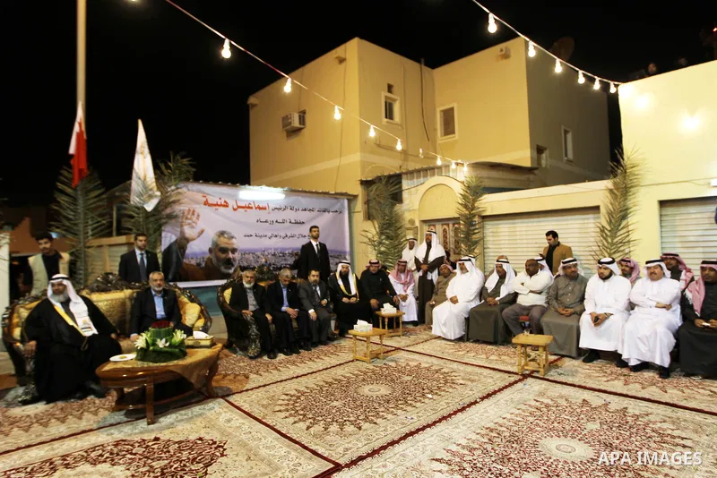 Palestinian Prime Minister in Gaza Strip, Ismail Haniyah, gestures as he speaks in front of Bahraini officials and citizens in the Bahraini capital of Manama on Feb.05, 2012. Photo by Mohammed Al-Ostaz