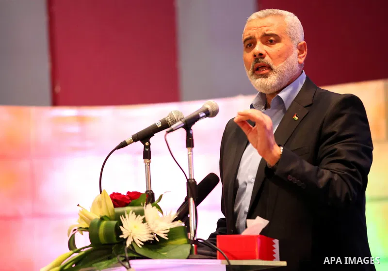 Palestinian Prime Minister in Gaza Strip, Ismail Haniyah, gestures as he speaks in front of Bahraini officials and citizens in the Bahraini capital of Manama on Feb.05, 2012. Photo by Mohammed Al-Ostaz