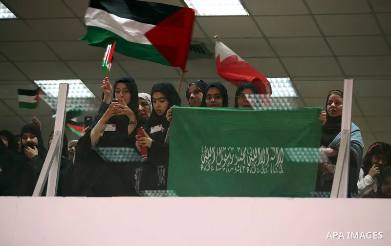Palestinian Prime Minister in Gaza Strip, Ismail Haniyah, (not seen) gestures as he speaks in front of Bahraini officials and citizens in the Bahraini capital of Manama on Feb.05, 2012. Photo by Mohammed Al-Ostaz