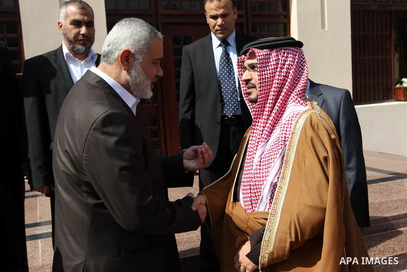 Palestinian Prime Minister in Gaza Strip, Ismail Haniyah meets with Crown Prince of Bahraini in the Bahraini capital of Manama on Feb. 06, 2012. Photo by Mohammed Al-Ostaz .