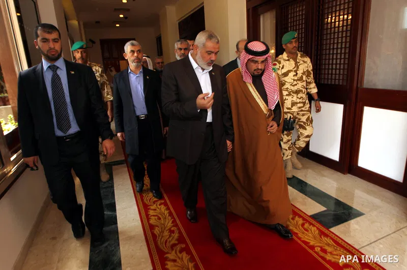 Palestinian Prime Minister in Gaza Strip, Ismail Haniyah meets with Crown Prince of Bahraini in the Bahraini capital of Manama on Feb. 06, 2012. Photo by Mohammed Al-Ostaz .