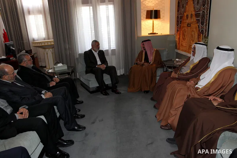 Palestinian Prime Minister in Gaza Strip, Ismail Haniyah meets with Crown Prince of Bahraini in the Bahraini capital of Manama on Feb. 06, 2012. Photo by Mohammed Al-Ostaz .