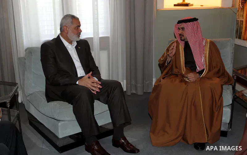 Palestinian Prime Minister in Gaza Strip, Ismail Haniyah meets with Crown Prince of Bahraini in the Bahraini capital of Manama on Feb. 06, 2012. Photo by Mohammed Al-Ostaz .