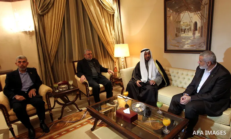 Palestinian Prime Minister in Gaza Strip, Ismail Haniyah arrives the Kuwait on Feb. 06, 2012. Photo by Mohammed Al-Ostaz