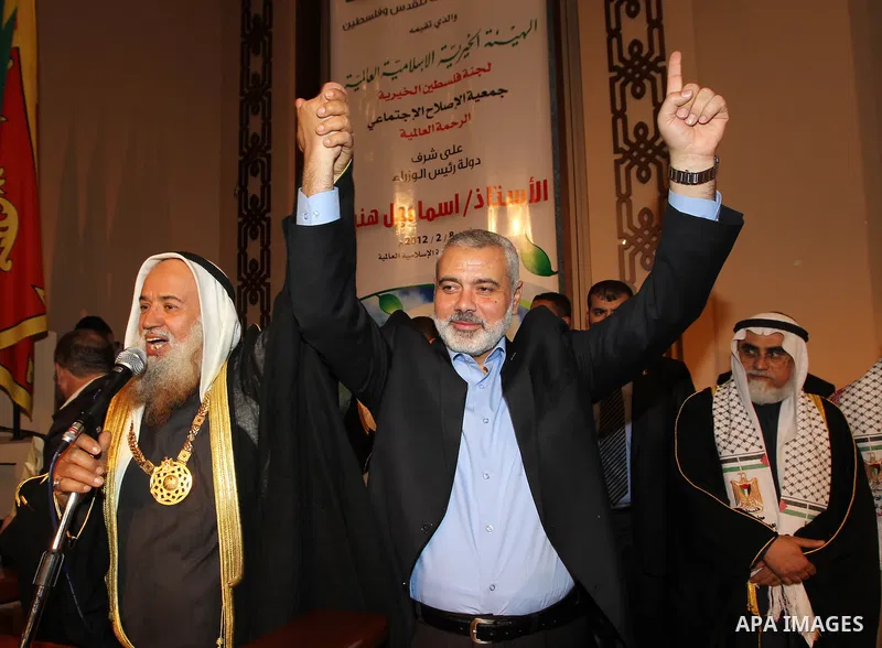 The Hamas prime minister in Gaza, Ismail Haniya, attends a ceremony honouring him at the International Islamic Charitable Organization in Kuwait City on February 8, 2012. Photo by Mohammed Al-Ostaz