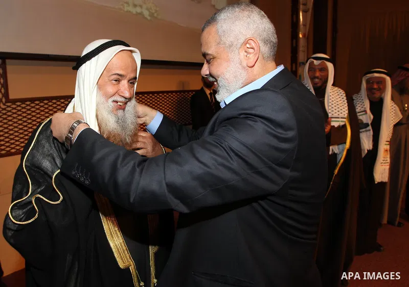The Hamas prime minister in Gaza, Ismail Haniya, attends a ceremony honouring him at the International Islamic Charitable Organization in Kuwait City on February 8, 2012. Photo by Mohammed Al-Ostaz