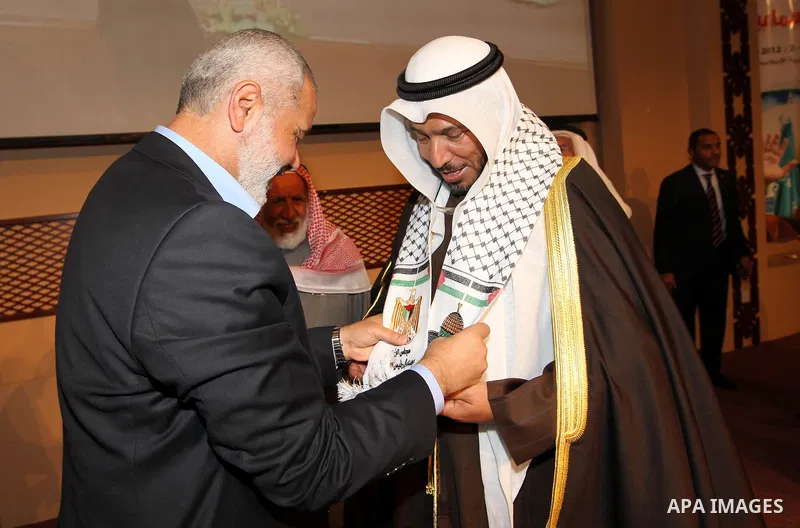 The Hamas prime minister in Gaza, Ismail Haniya, attends a ceremony honouring him at the International Islamic Charitable Organization in Kuwait City on February 8, 2012. Photo by Mohammed Al-Ostaz