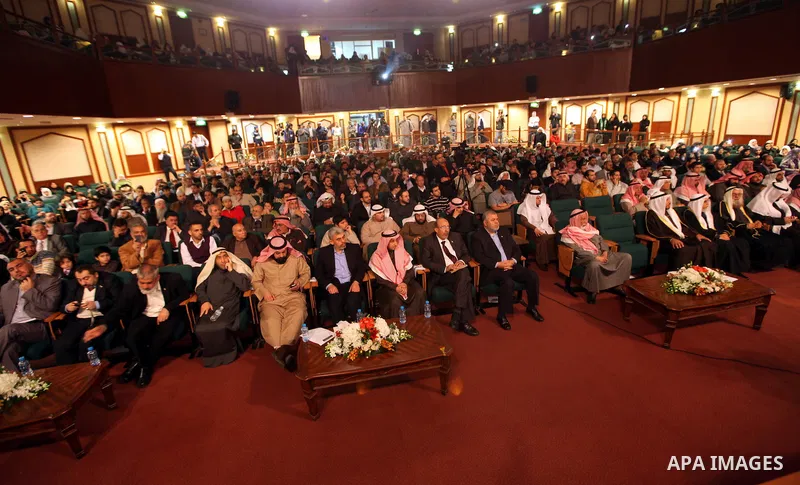The Hamas prime minister in Gaza, Ismail Haniya, (not seen) attends a ceremony honouring him at the International Islamic Charitable Organization in Kuwait City on February 8, 2012. Photo by Mohammed Al-Ostaz