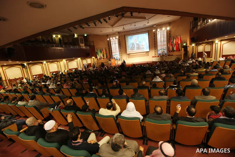 The Hamas prime minister in Gaza, Ismail Haniya, (not seen) attends a ceremony honouring him at the International Islamic Charitable Organization in Kuwait City on February 8, 2012. Photo by Mohammed Al-Ostaz
