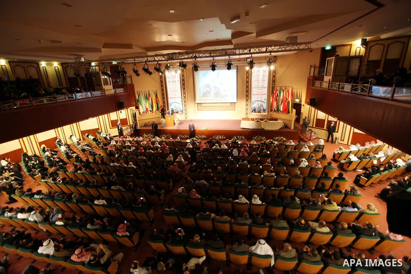 The Hamas prime minister in Gaza, Ismail Haniya, (not seen) attends a ceremony honouring him at the International Islamic Charitable Organization in Kuwait City on February 8, 2012. Photo by Mohammed Al-Ostaz