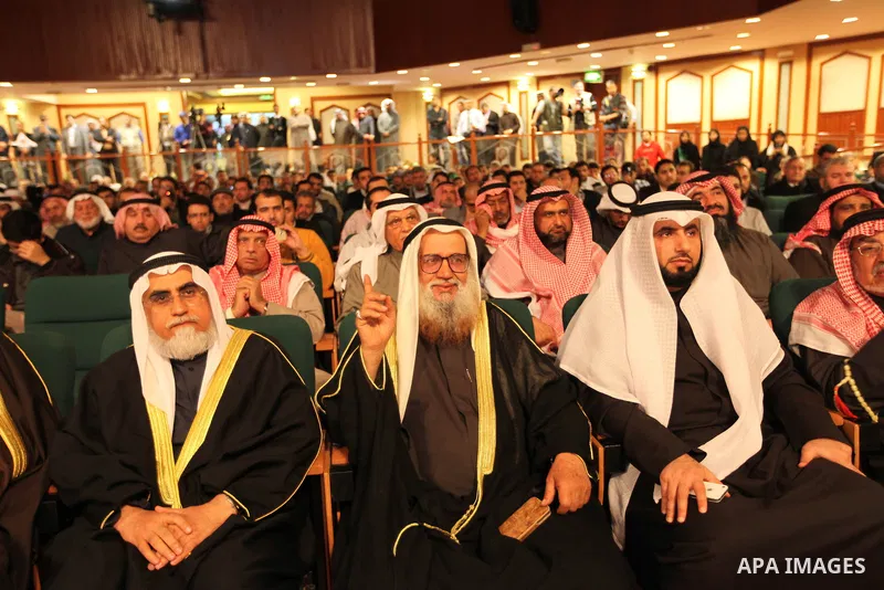 The Hamas prime minister in Gaza, Ismail Haniya, (not seen) attends a ceremony honouring him at the International Islamic Charitable Organization in Kuwait City on February 8, 2012. Photo by Mohammed Al-Ostaz