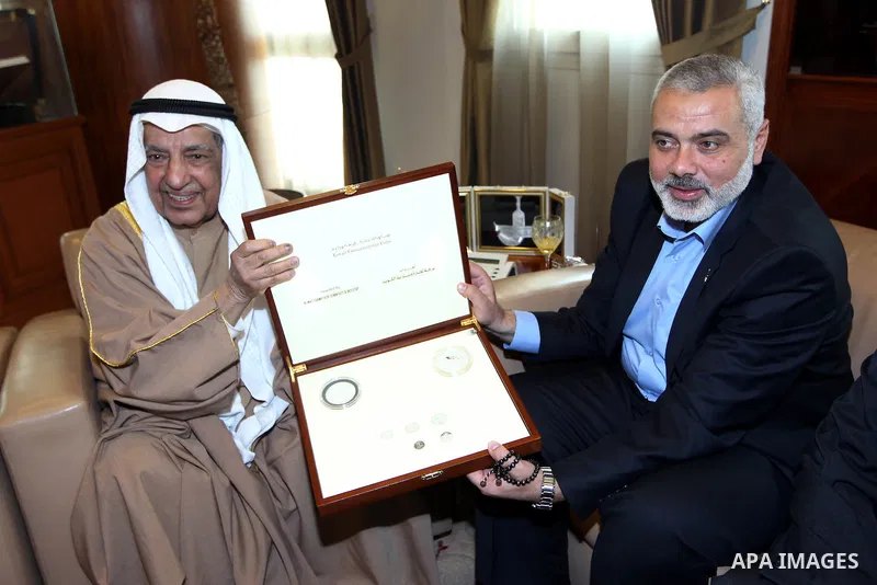 The Hamas prime minister in Gaza, Ismail Haniya, attends a ceremony honouring him at the International Islamic Charitable Organization in Kuwait City on February 8, 2012. Photo by Mohammed Al-Ostaz