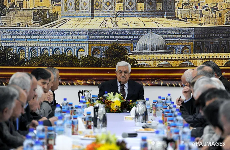 Palestinian President Mahmoud Abbas (Abu Mazen) chairs a meeting of the Palestinian political factions' leaders in the West Bank city of Ramallah, Feb. 9, 2012. Photo by Thaer Ganaim