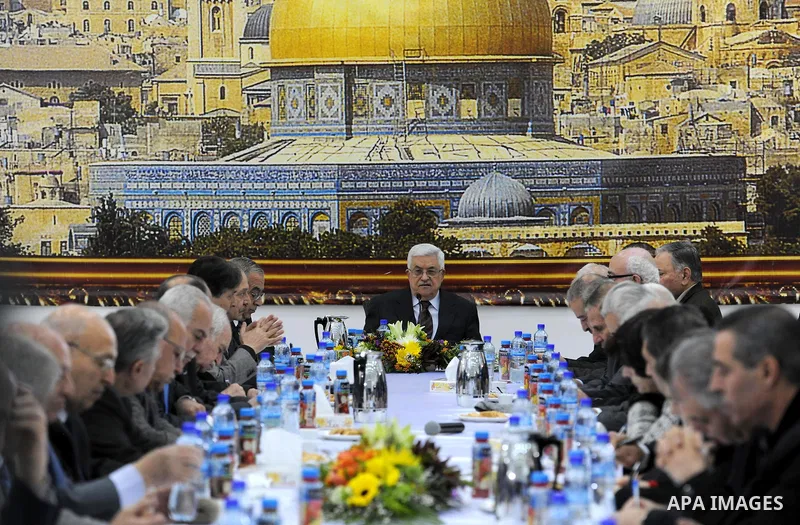 Palestinian President Mahmoud Abbas (Abu Mazen) chairs a meeting of the Palestinian political factions' leaders in the West Bank city of Ramallah, Feb. 9, 2012. Photo by Thaer Ganaim