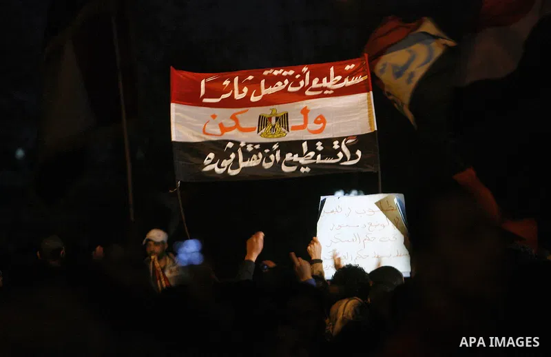 Demonstrators take part in a protest demanding that the army to hand power over to civilians, near the defence ministry in Cairo February 10, 2012. Egypt's religious authorities called on unions and youth groups to scrap...