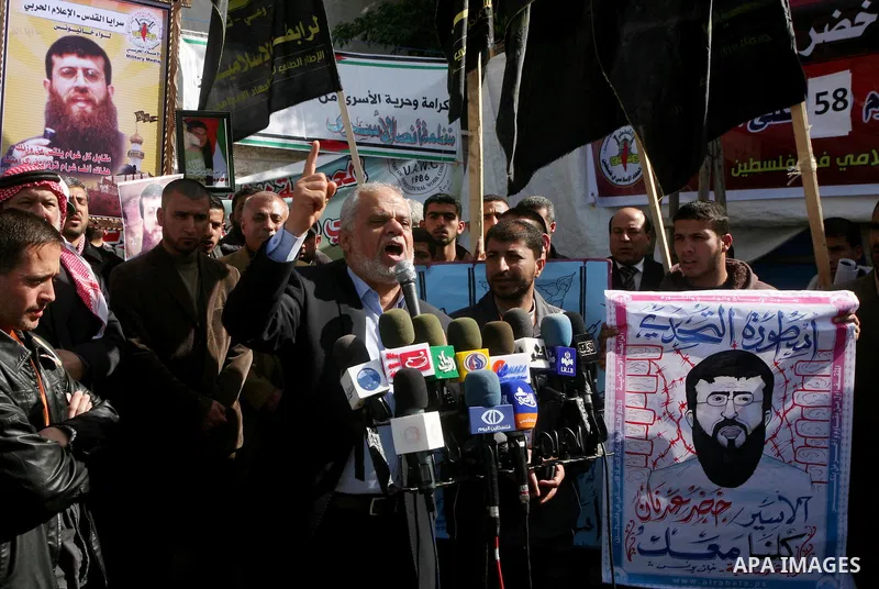 Minister prisoners in the Gaza Strip, Atallah Abu el Sobh attends during press conference calling for the release of Palestinian prisoners from Israeli jails, in Gaza City, On Feb. 13, 2012. Photo by Ashraf Amra