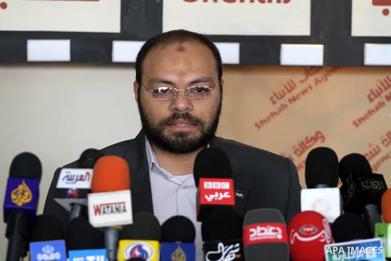 Palestinian Official of the Energy Authority, in Gaza Strip, Ahmed Abu el Amrain delivers speech in a press conference talking about stop working of the electricity company in Gaza City on Feb. 14, 2012. Photo by Mohamme...