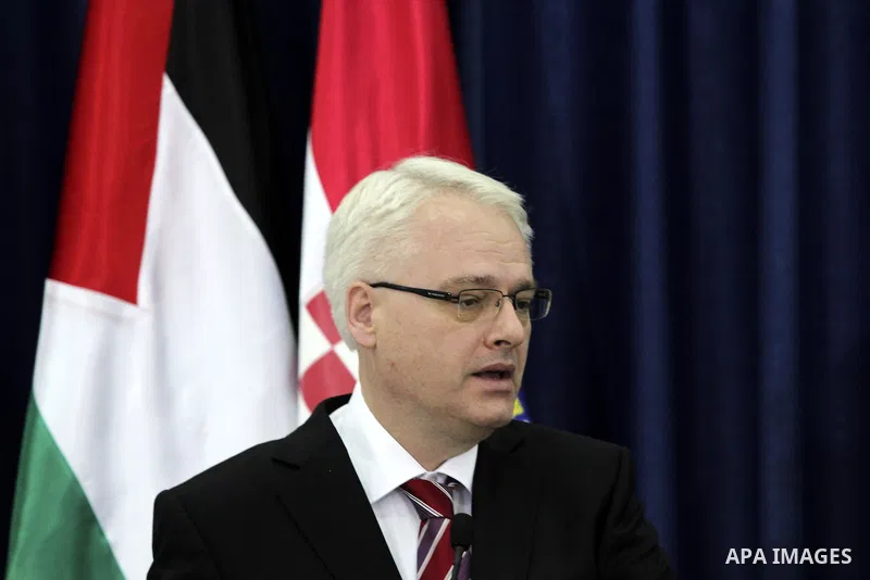 Palestinian President Mahmoud Abbas (Abu Mazen), meets with the Croatian President Ivo Jusypovic, in the West Bank City Of Ramallah on Feb. 14, 2012. Photo by Issam Rimawi