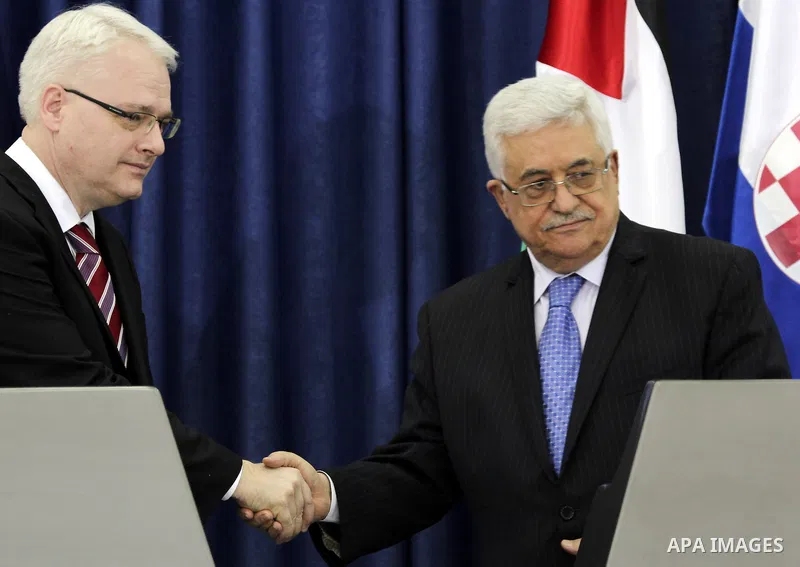 Palestinian President Mahmoud Abbas (Abu Mazen), meets with the Croatian President Ivo Jusypovic, in the West Bank City Of Ramallah on Feb. 14, 2012. Photo by Issam Rimawi