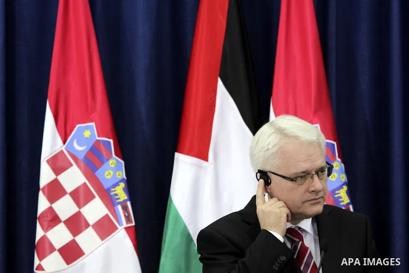 Palestinian President Mahmoud Abbas (Abu Mazen), meets with the Croatian President Ivo Jusypovic, in the West Bank City Of Ramallah on Feb. 14, 2012. Photo by Issam Rimawi
