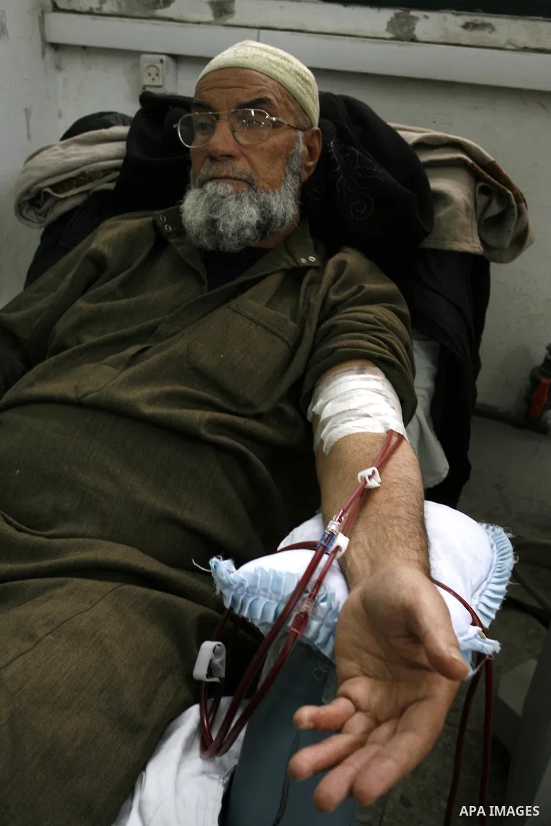 Palestinians patients receive treatment at kidney dialysis section as suffer from running out of fuel in the Nasser hospital in Khan Younis, southern Gaza Strip on February 15, 2012. Palestinian Ministry of Health in Gaz...