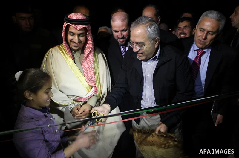 Palestinian Prime Minister, Salam Fayyad, during the ceremony to open the project for lighting and solar-powered to Wadee El-Nar in the West bank city of Hebron, Feb.15, 2012 . Photo by Mustafa Abu Dayeh