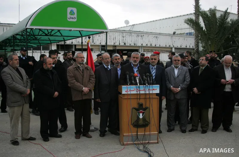 Palestinian Prime Minister in Gaza Strip, Ismail Haniyeh arrives to the Gaza Strip through Rafah border crossing between the Gaza Strip and Egypt ,Thursday, Feb. 16, 2012. Haniyeh's trip included a visit to Iran where he...