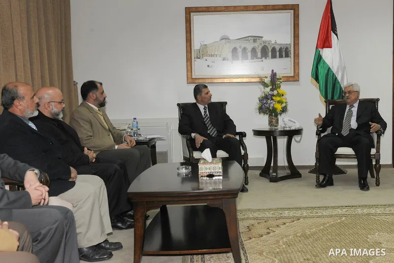 Palestinian President, Mahmoud Abbas (Abu Mazen), during a meeting with members of the Reform and Change Bloc in the Legislative Council in the West Bank city of Ramallah on Feb 20, 2012. Photo by Thaer Ghanaim