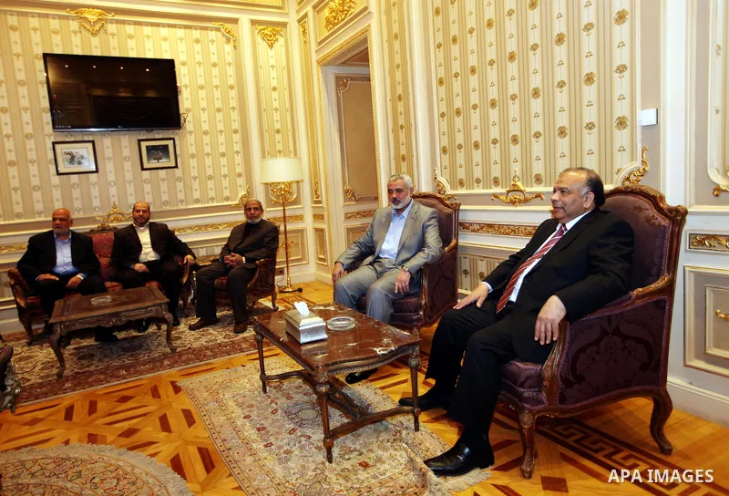 Hamas prime minister Ismail Haniyeh, visits Saad Katatni head of the Egyptian parliament and confirmed that Gaza had agreed on a deal with Egypt to boost the Gaza Strip's energy supply after continued power cuts. Photo b...