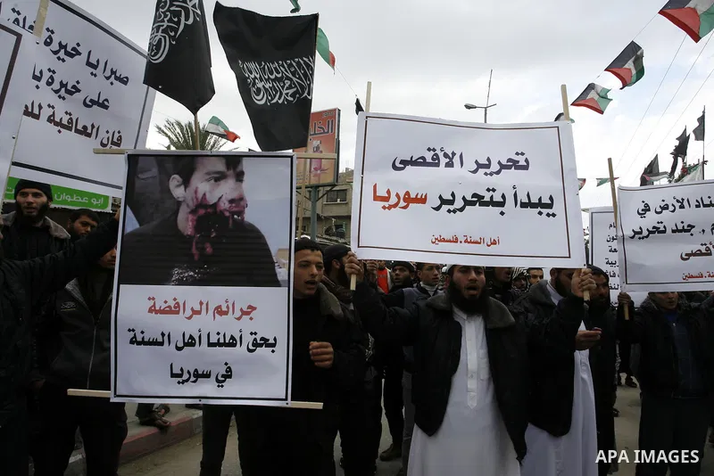 A Palestinian Salafist takes part in a protest against Syria's President Bashar al-Assad in Rafah in the southern Gaza Strip February 24, 2012. Photo by Abed Rahim Khatib