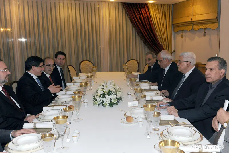 Palestinian President Mahmoud Abbas, meets with Turkish Foreign Minister in Washington, Dino Patti Jalal in the Jordan Capital of Amman, on Feb. 28, 2012. Photo by Thaer Ganaim
