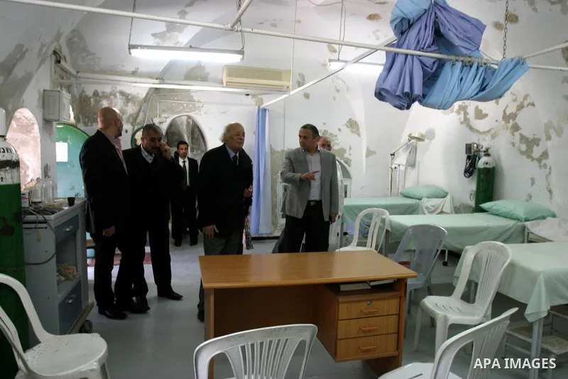 Director of the Arab Center, Adnan Arafa, and Director General of Palestinian Telecommunication Group, Paltel, inaugurate a section of the Medical Center in Al-Aqsa Mosque compound in Jerusalem, March 07, 2012. Photo by...