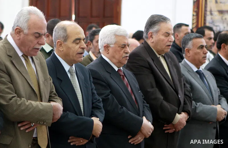 Palestinian President, Mahmoud Abbas (Abu Mazen), attends Friday prayers in the West Bank city of Ramallah, on March 09, 2012. Photo by Thaer Ganaim