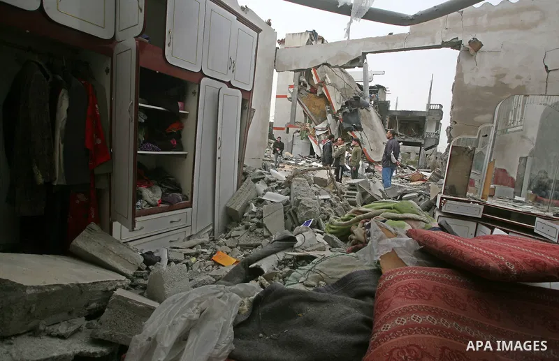 A general view shows the destruction after an Israeli air strike on a building in the northern Gaza Strip refugee camp of Jabalia on March 12, 2012. Israel launched a spate of air strikes killing at least two Palestinian...
