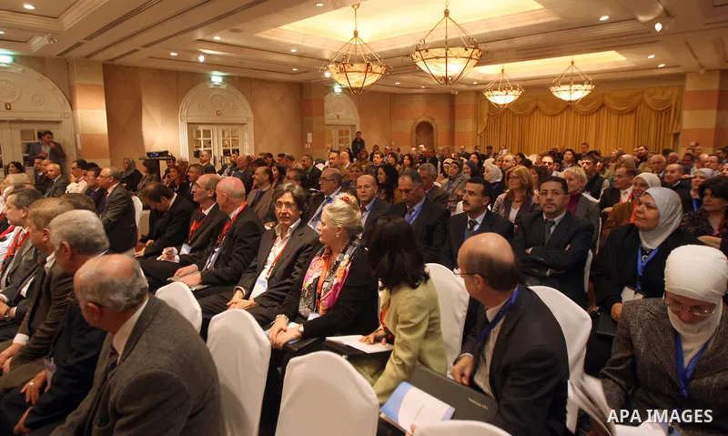 Palestinian Prime Minister Salam Fayyad, openning of the Second International Conference of the surgery, gynecology and obstetrics in the West Bank City of Bethlehem, on Mar. 14, 2012. Photo by Mustafa Abu Dayeh.