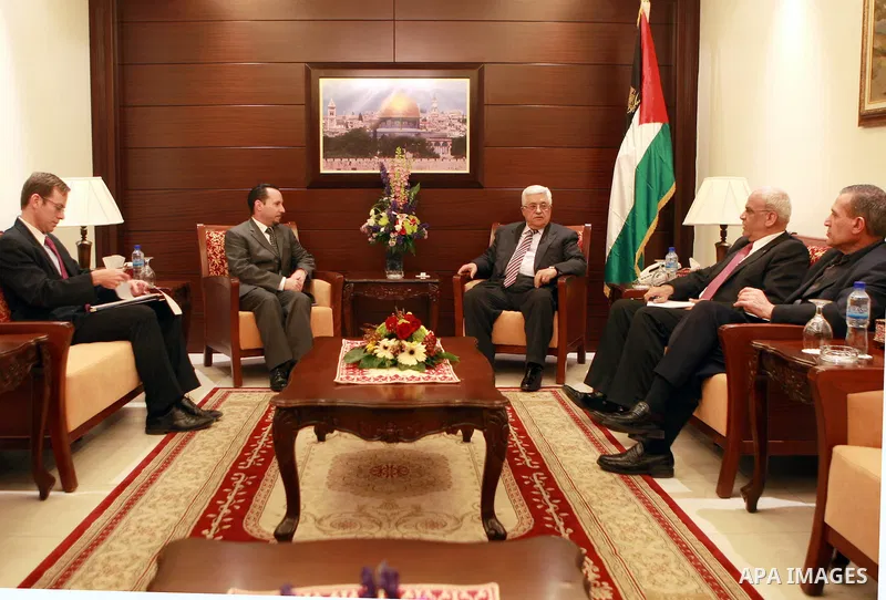 Palestinian President, Mahmoud Abbas (Abu Mazen) meets with the American consul general in the West Bank City of Ramallah, on Mar. 21, 2012. Photo by Thaer Ganaim